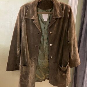 J. Jill Olive Green Calf-Suede Jacket